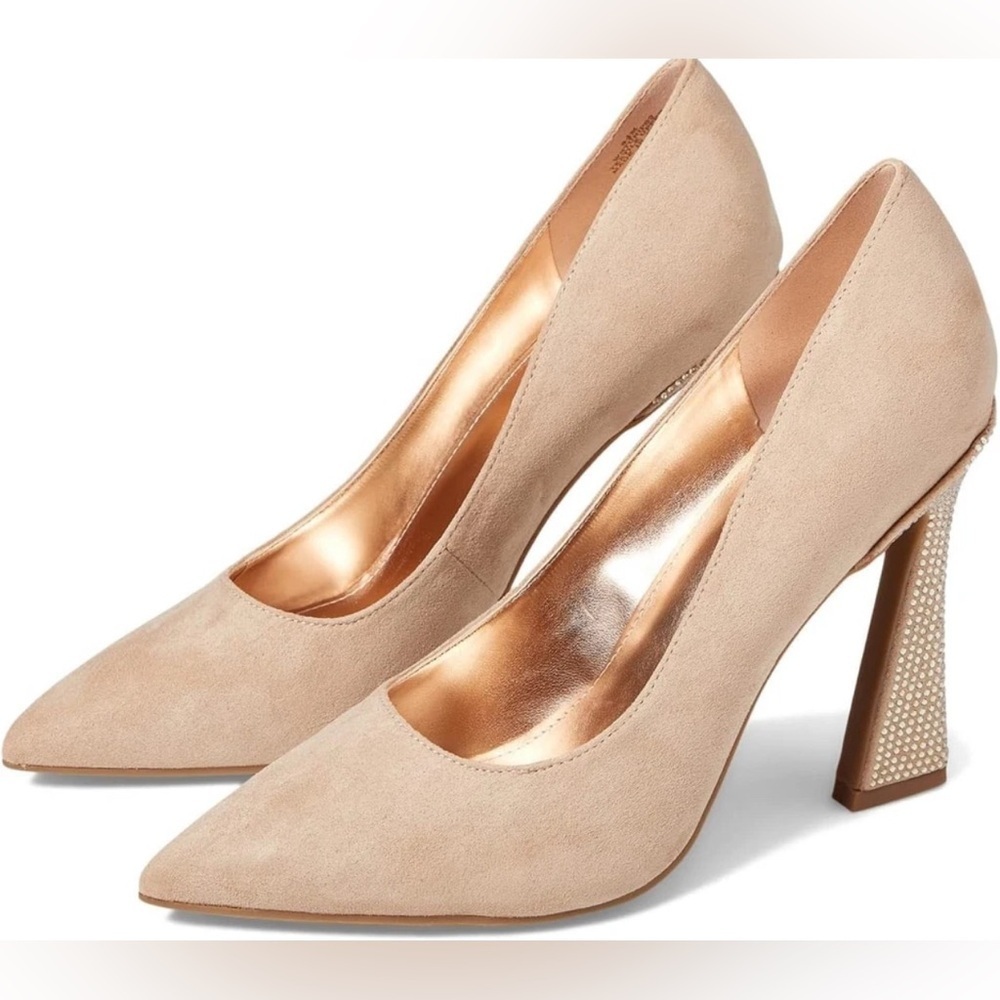 Nine West Tunips Tan Faux Suede Sparkle Embellished New with Box